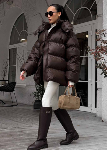 Темно-коричневий зимній Пуховик Fashion