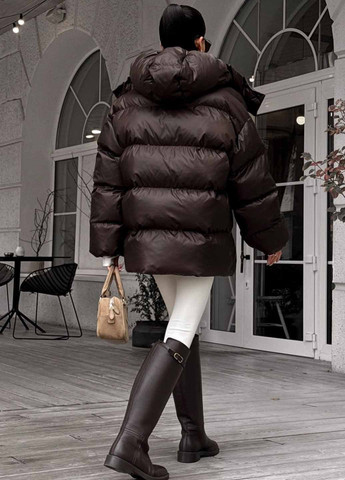 Темно-коричневий зимній Пуховик Fashion