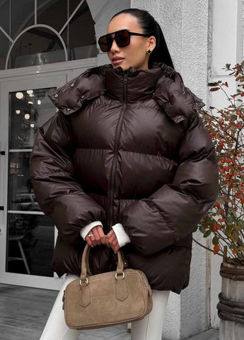 Темно-коричневий зимній Пуховик Fashion