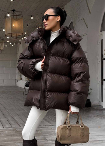 Темно-коричневий зимній Пуховик Fashion