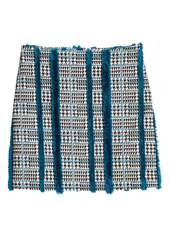 Голубая кэжуал с узором гусиная лапка юбка H&M карандаш