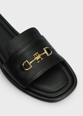 Черные шлепанцы Tommy Hilfiger с логотипом, с пряжкой