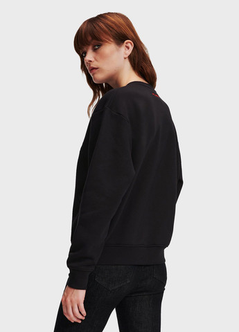 Черный свитшот Karl Lagerfeld однотонный вышивка (347228433)