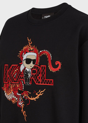 Черный свитшот Karl Lagerfeld однотонный вышивка (347228433)