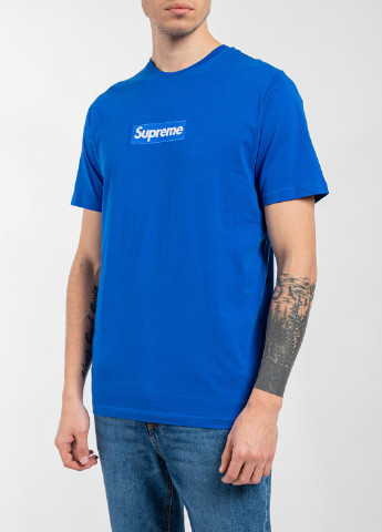 Синяя синяя футболка с вышитым логотипом Supreme Spain