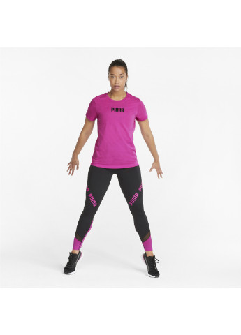 Футболка Logo Short Sleeve Women's Training Tee Puma однотонная розовая спортивная хлопок, полиэстер, вискоза