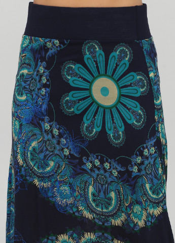 Синяя кэжуал цветочной расцветки юбка Desigual а-силуэта (трапеция)