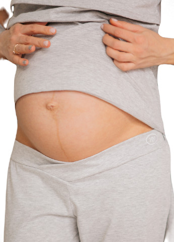 6601(55)8829603(55)03 Комплект для беременных и кормящих (Укороченный халат, футболка, брюки) Серый HN рита (223533256)