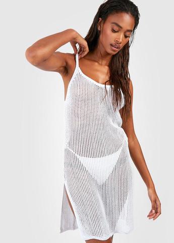 Белое пляжное платье платье-майка Boohoo однотонное