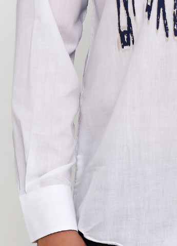 Белая кэжуал рубашка с надписями Npaloni Jous с длинным рукавом