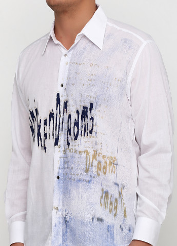 Белая кэжуал рубашка с надписями Npaloni Jous с длинным рукавом