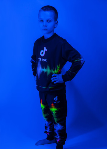 Комбинированный демисезонный костюм для мальчика на флисе светящийся флуоресцентный 3d tik tok брючный Marselin