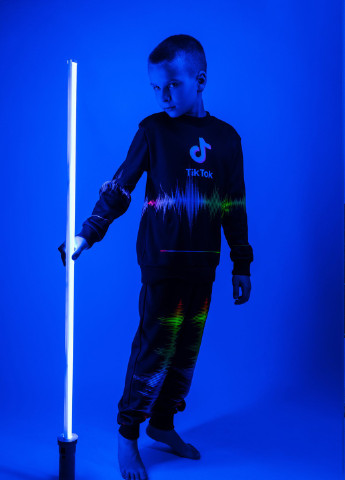 Комбинированный демисезонный костюм для мальчика на флисе светящийся флуоресцентный 3d tik tok брючный Marselin