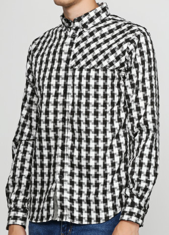 Белая кэжуал рубашка с геометрическим узором Humor с длинным рукавом