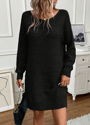 Чорна кежуал сукня сукня светр SHEIN однотонна