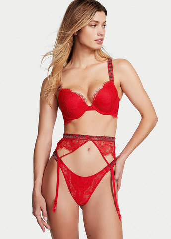 Красный корбей бюстгальтер Victoria's Secret с косточками полиамид, кружево