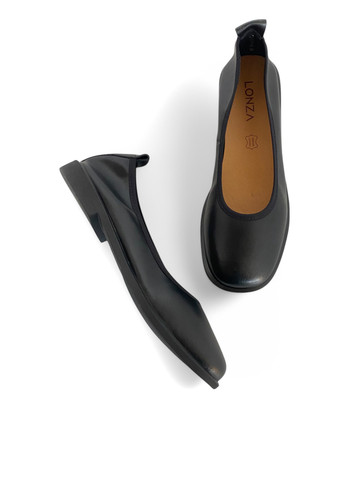 Женские балетки Lonza | чёрные однотонные без декора натуральная кожа (323706187)