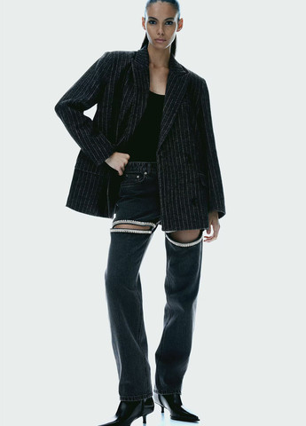 Графитовый женский жакет H&M полосатый - демисезонный