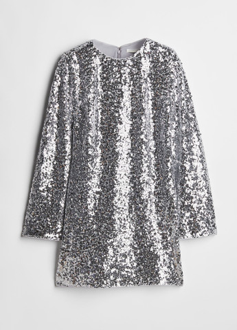 Срібна коктейльна, вечірня сукня а-силует H&M однотонна