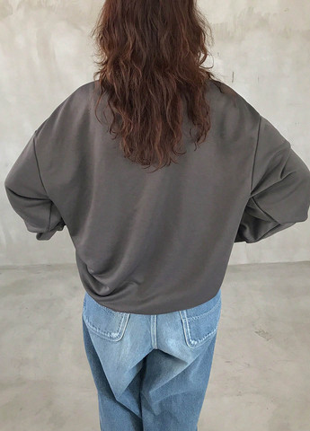 Сірий світшот SHEIN квітковий з вирізами, вишивка рішельє (366268927)