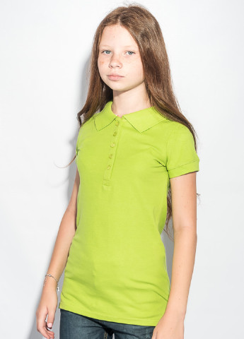 Салатовая детская футболка-поло для девочки Time of Style однотонная