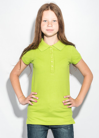 Салатовая детская футболка-поло для девочки Time of Style однотонная