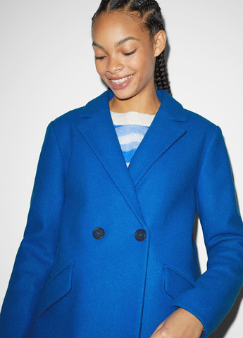 Синее демисезонное Пальто двубортное C&A