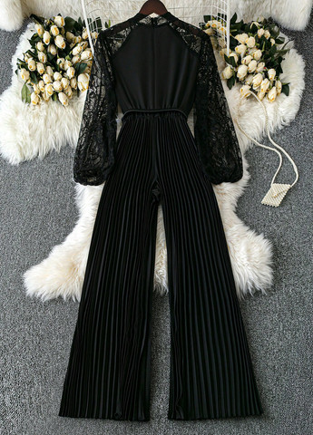 Комбінезон SHEIN комбінезон-брюки однотонний чорний святковий, вечірній поліестер