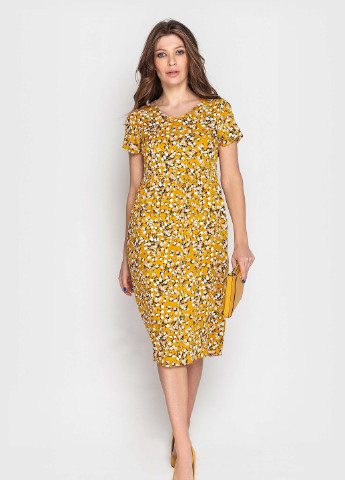 Жовтий кежуал сукня дзвін BeART з квітковим принтом