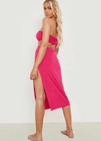 Темно-розовый летний комплект (топ, юбка) Boohoo