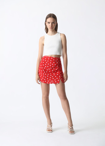 Красная кэжуал в горошек юбка Lefties а-силуэта (трапеция)