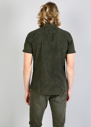 Оливковковая (хаки) кэжуал рубашка однотонная Colin's с коротким рукавом
