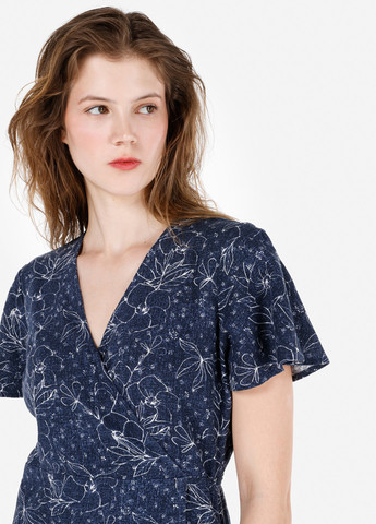 Темно-синее кэжуал платье на запах Colin's с цветочным принтом