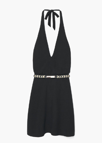 Чорна кежуал сукня з відкритою спиною Mango однотонна