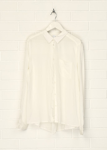 Белая однотонная блузка с длинным рукавом C&A демисезонная