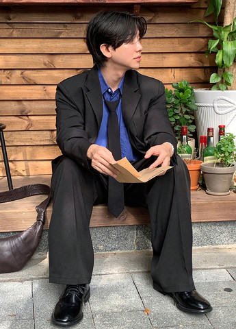 Черный демисезонный костюм (пиджак, брюки) брючный SHEIN