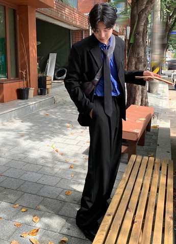 Черный демисезонный костюм (пиджак, брюки) брючный SHEIN