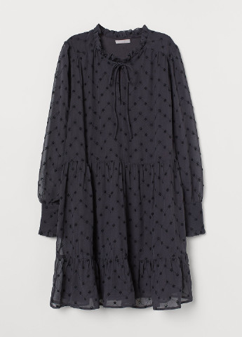 Темно-серое кэжуал платье а-силуэт H&M в горошек