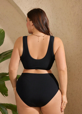 Черный летний купальник (лиф, трусики) топ SHEIN