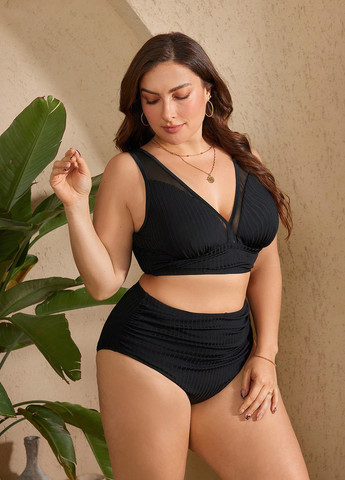 Черный летний купальник (лиф, трусики) топ SHEIN