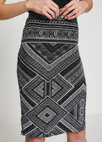 Черная кэжуал с орнаментом юбка KOTON с высокой талией
