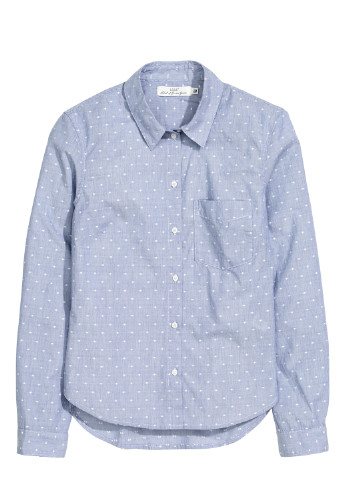 Голубой кэжуал рубашка в горошек H&M