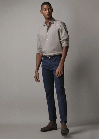 Кофейная кэжуал рубашка меланж Massimo Dutti