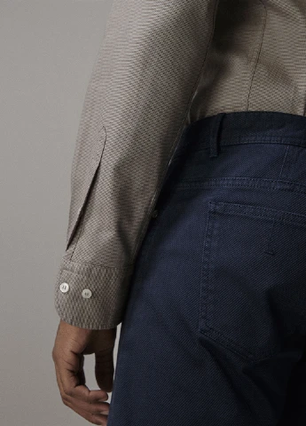 Кофейная кэжуал рубашка меланж Massimo Dutti