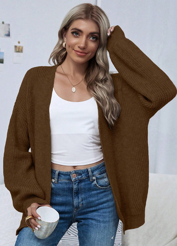 Коричневый демисезонный кардиган SHEIN