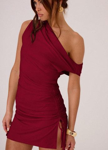 Вишнева святковий, кежуал сукня силуетна SHEIN однотонна