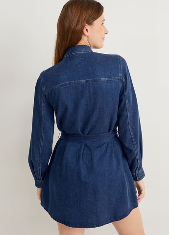 Синя кежуал, джинсова сукня сукня-сорочка C&A однотонна