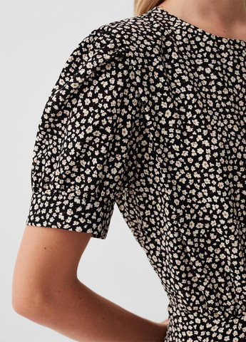 Коричневое кэжуал платье клеш OVS с цветочным принтом