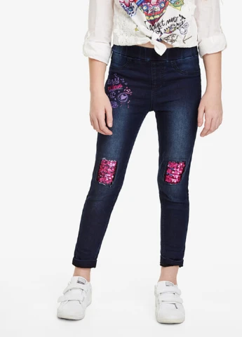 Синие демисезонные зауженные джинсы Desigual