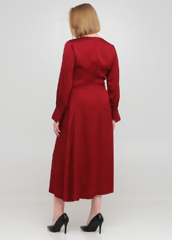 Вишневое деловое платье клеш Massimo Dutti однотонное